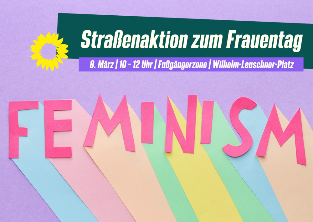 !B Straßenaktion zum Frauentag, Motiv: Schriftzug in Pink Feminism