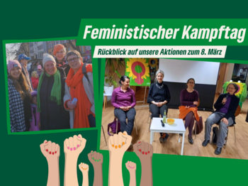 Frauen aus dem KV auf der Demo, Podium beim Filmabend