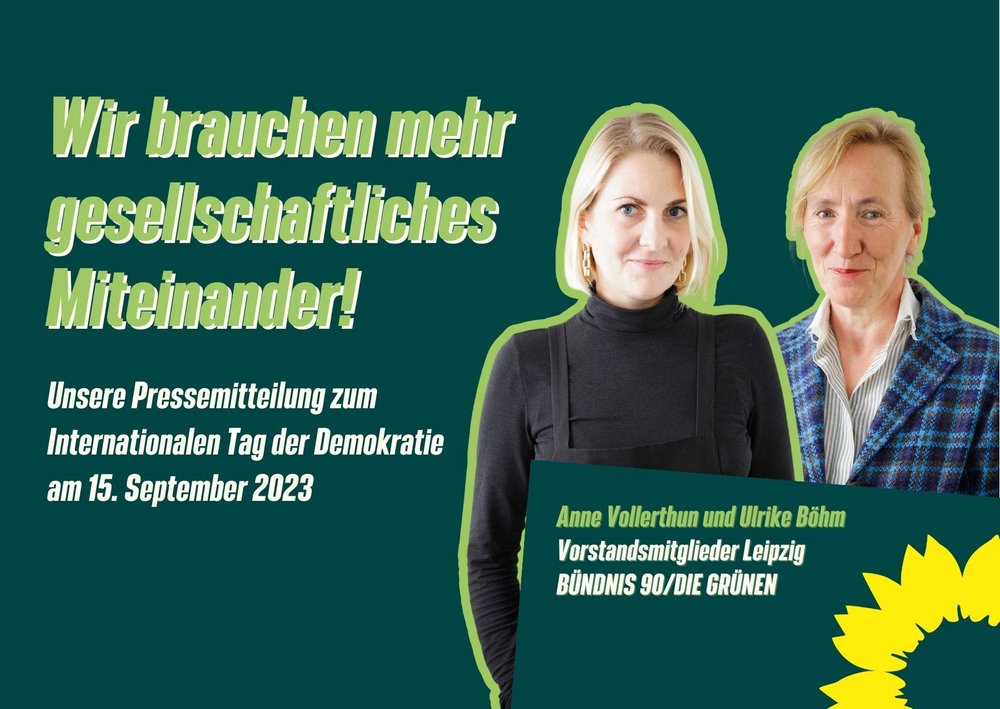 Anne Vollerthun und Ulrike Böhm, zwei Frauen mit blonden Haaren. Zitat: Wir brauchen mehr gesellschaftliches Miteinander!