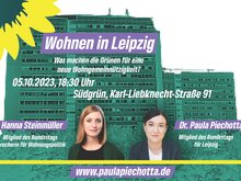 Zwei Frauen, Hanna Steinmüller und Paula Piechotta, Wohnen in Leipzig? Was machen die Grünen für eine neue Wohngemeinnützigkeit. 