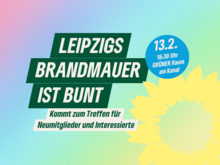 Leipzigs Brandmauer ist bunt, Regenbogenfarbener Hintergrund